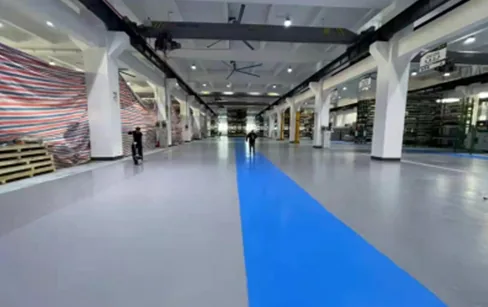 高分子水性超耐磨地坪系统 蓝白分区地坪