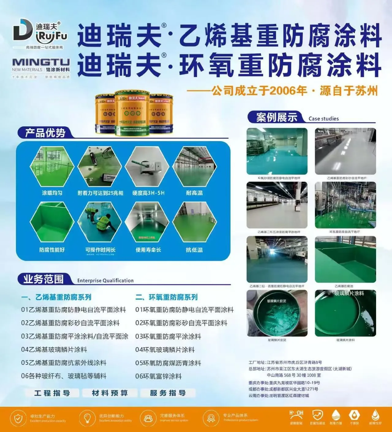 迪瑞夫 RuiFu / 铭涂新材料 MINGTU 乙烯基重防腐系列 + 环氧重防腐系列 实物图